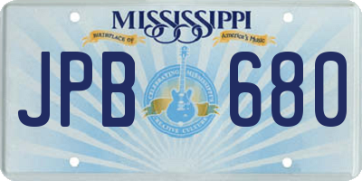 MS license plate JPB680