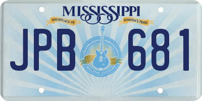 MS license plate JPB681