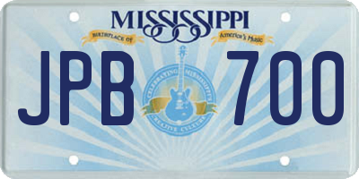 MS license plate JPB700