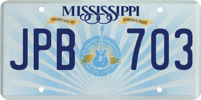 MS license plate JPB703