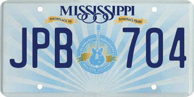 MS license plate JPB704
