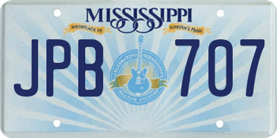 MS license plate JPB707