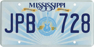 MS license plate JPB728