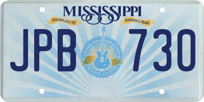 MS license plate JPB730