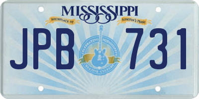 MS license plate JPB731