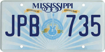 MS license plate JPB735