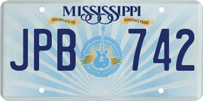 MS license plate JPB742
