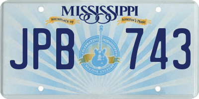 MS license plate JPB743