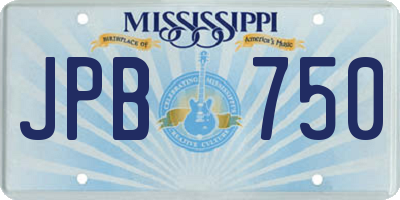 MS license plate JPB750