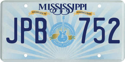 MS license plate JPB752