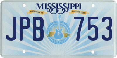 MS license plate JPB753