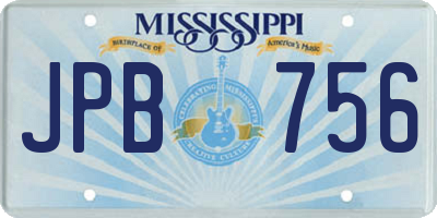 MS license plate JPB756