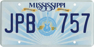 MS license plate JPB757