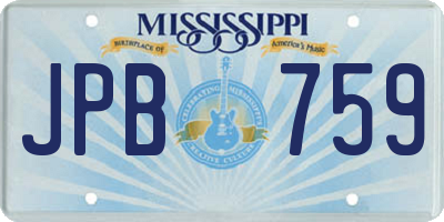 MS license plate JPB759
