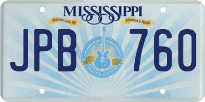 MS license plate JPB760