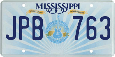 MS license plate JPB763