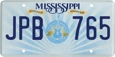 MS license plate JPB765