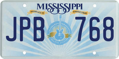 MS license plate JPB768