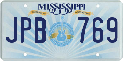 MS license plate JPB769