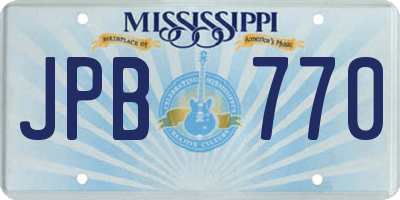MS license plate JPB770