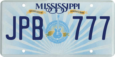 MS license plate JPB777