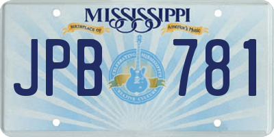 MS license plate JPB781