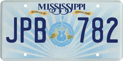 MS license plate JPB782