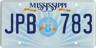 MS license plate JPB783