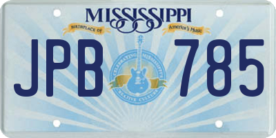 MS license plate JPB785