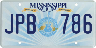 MS license plate JPB786