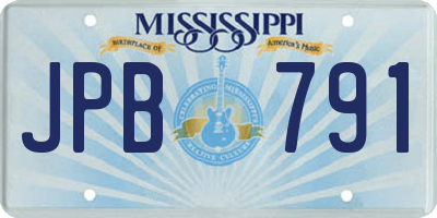 MS license plate JPB791