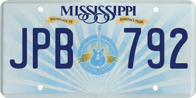 MS license plate JPB792