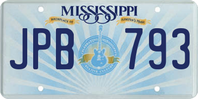MS license plate JPB793