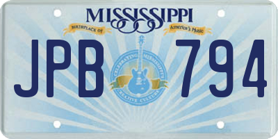 MS license plate JPB794