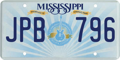 MS license plate JPB796
