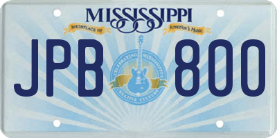 MS license plate JPB800