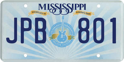 MS license plate JPB801