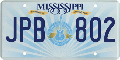 MS license plate JPB802
