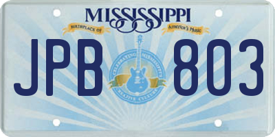 MS license plate JPB803