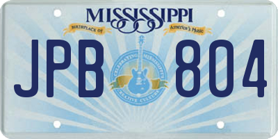 MS license plate JPB804