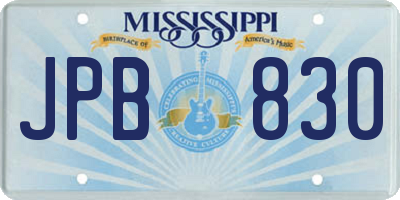 MS license plate JPB830