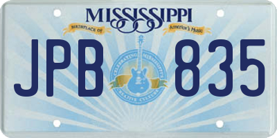 MS license plate JPB835
