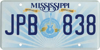 MS license plate JPB838