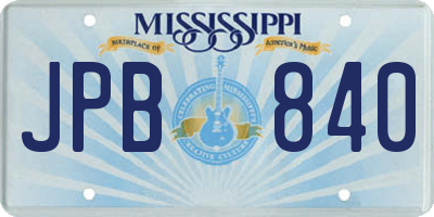 MS license plate JPB840
