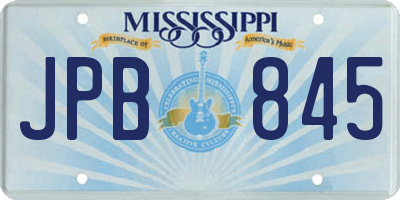 MS license plate JPB845