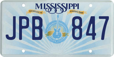 MS license plate JPB847