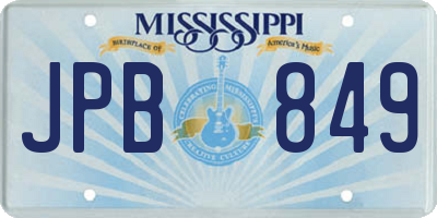 MS license plate JPB849
