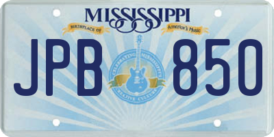 MS license plate JPB850