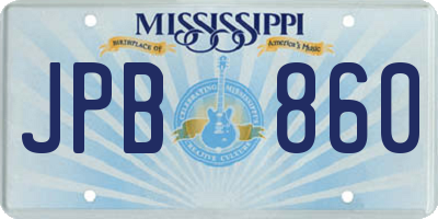 MS license plate JPB860