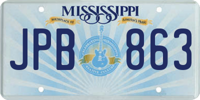 MS license plate JPB863